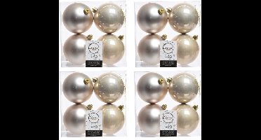 Decoris Kerstballen - 16x st - licht parel/champagne - 10 cm - kunststof - kerstversiering