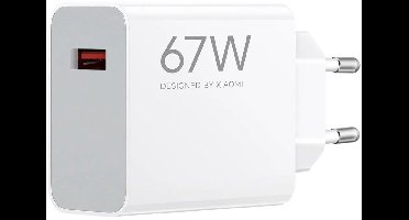 Xiaomi 67W HyperCharge Power Adapter - USB-A Snellader - 67W Vermogen - EU Stekker - Geschikt voor Xiaomi Smartphones - Compact Design - Beveiligd tegen Oververhitting en Overspanning