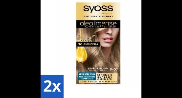 2 x SYOSS - Oleo Intense 8-50 - Haarverf - Permanente Haarkleuring - Natuurlijk Asblond - Langdurige Kleur - Permanente Haarkleuring - Haarkleur - Olie-formule - Grijsdekking - Arganolie