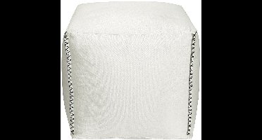 Vente-unique Poef van wit katoen OURIKA L 45 cm x H 40 cm x D 45 cm