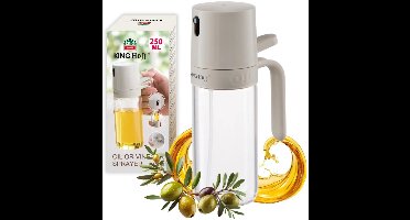KINGHOFF KH-2005 Oliespray 250 ml – RVS & Glas Olie- en Azijnsprayer – Fijn Vernevelende Olie Sprayer – Beige