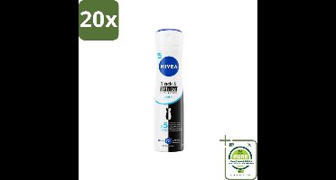 20 x NIVEA – Deodorant Spray – Black & White Invisible Pure – 150 ml - Grootverpakking - Deodorant Spray - Onzichtbare Deodorant - Anti-vlek Deodorant - Huidvriendelijke Deodorant - 48 Uur Bescherming