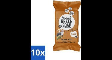 10 x Marcel's Green Soap - Schoonmaakdoekjes - Sandelhout & Kardemom - Plantaardige vezels - 60 Doekjes - Schoonmaakdoekjes - Natuurlijke Schoonmaak - Biologisch Afbreekbaar - Sandelhout En Kardemom - Hygiënische Reiniging