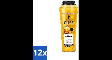 12 x Gliss - Shampoo - Oil Nutritive - Voor Voedend en Zijdezacht Haar - 250 ml - Glans Shampoo - Voedende Shampoo - Droog Haar Shampoo - Haarverzorging - Haar Conditioner