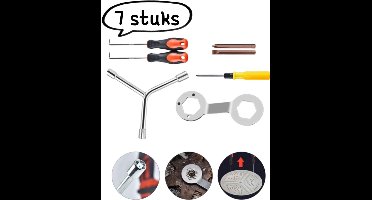 7-delige set demontagegereedschap voor wasmachines - gereedschap voor het verwijderen en reinigen van pulsatorschijfschroeven - haak voor chassiskern en grote kruiskop- en platte schroevendraaierset - zilver