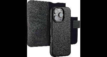 Accezz Hoesje - Geschikt voor Apple iPhone 16 Pro Max - Leather Bookcase 2-in-1 geschikt voor MagSafe - Black