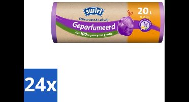 Swirl – Pedaalemmerzakken – Trekband Geparfumeerd – 20 L – 12 zakken - Voordeelverpakking - 24 stuks