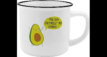 Grote Mok New Bone China Porselein met Avocado Motief en Spreuk Cadeau