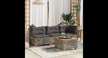 Tuinbank – Buitenbank – Zithoek – Buitenmeubel – Loungebank – Weerbestendig Gevlochten Kunststof – Comfortabele Kussens