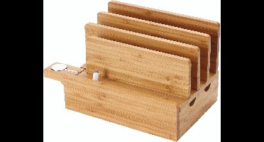 Bamboe Oplaadstation voor Meerdere Apparaten – Kabelorganizer en Dockingstation voor Smartphones, Tablets en Laptops