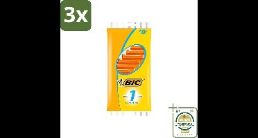 3 x Bic - Scheermesjes - Sensitive - Enkel Mesje - Wegwerpmesjes - 10 Scheermesjes - Grootverpakking - Gevoelige Huid - Wegwerpscheermesjes - Enkel Mesje - Roestvrij Staal - Polymerische Bekleding