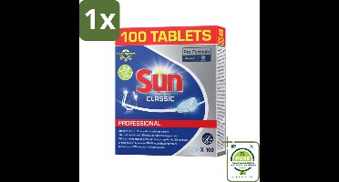 1 x Sun - Classic Professional - Vaatwastabletten - 100 Tabletten - Vaatwastabletten - Vaatwasmiddel - Vaatwasser - Schoonmaak - Glans