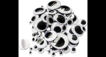 100 stuks Zelfklevende Wiebelogen Zwart Wit 6-35 mm Kunststof Ogen Scrapbooking Accessoires Hobby Benodigdheden