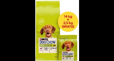 Purina Dog Chow Adult - Droge hondenvoeding - Lam - Ondersteunt spieren - Gezonde tanden & botten - Voor actieve volwassen honden