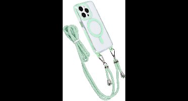 TUNIQ telefoonhoesje voor Apple iPhone 15 Pro - MagSafe backcover met koord - Groen