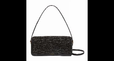 Ted Baker schoudertas Pettria Raffia Straw Elongated Shoulder Bag Black zwart