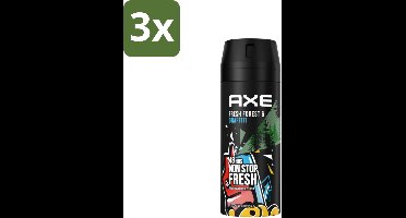 Axe - Deodorant Bodyspray - 48hrs Fresh - Fresh Forest & Graffiti - 150 ml - Bulkverpakking - 3 stuks