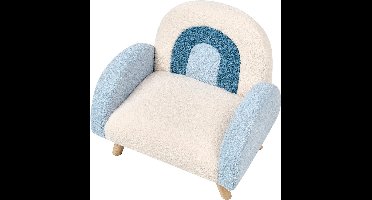 Kinderfauteuil Regenboog (Bouclé) - Comfortabele Meegroei Stoel met Houten Poten