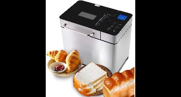 RVV® Broodbakmachine - Broodmachine - Bakmachine Brood - 19 Programma's - 15 uur Timer- Zilver- 33cm x 20cm x 30cm