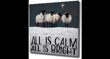 Christmas Bouquet Decoratief canvas schilderij | Houten lijst | 45 x 45 cm - Asir Group - Kerstdecoratie - Multicolor - Textiel