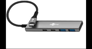 Goobay USB hub (USB-C) | 2x USB-A + 2x USB-C | USB3.0 5 Gbps | aluminium | 0,10 meter