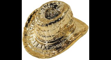 Housevitamin -Kandelaar- Cowboyhoed Kaarshouder- Keramiek- Goud- 13,5x11x7 cm