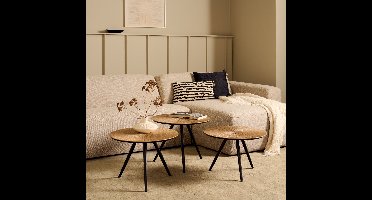 Salontafel Toul - Set 3 Stuks - Metaal - Goud / Zwart - 50x40x50 / 50x37x50 / 50x34x50 cm (BxHxD)