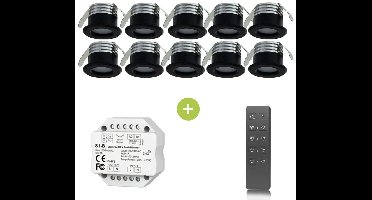 Bundel | LED Veranda inbouwspot | Ø31mm | 1.5 W | Dimbaar - Zwart | 10 Stuks | 3000K - Warm wit (830)