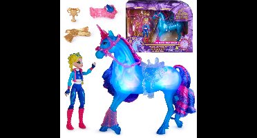 Unicorn Academy - Train & Glow River Eenhoorn met Lichteffecten & 3 accessoires - Eenhoornspeelgoed - Speelfiguren