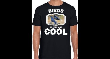 Dieren vogels t-shirt zwart heren - birds are serious cool shirt - cadeau t-shirt raaf/ vogels liefhebber XL