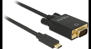 Premium USB-C naar VGA kabel met DP Alt Mode (1920 x 1200) / zwart - 3 meter