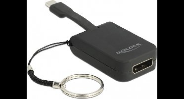 Premium USB-C naar DisplayPort adapter sleutelhanger met DP Alt Mode (4K 60 Hz) / zwart - 0,05 meter