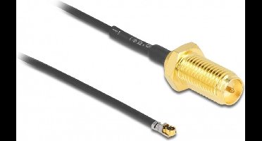 MHF 4L LK (v) - RP-SMA (v) kabel - Micro Coax (1,37 mm) - 50 Ohm / zwart - 0,35 meter