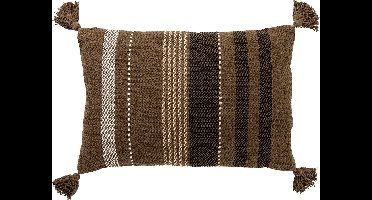 Dutch Decor TAMAR - Sierkussen katoen 40x60 cm - Military Olive - groen - kussentje met flosjes - Inclusief binnenkussen
