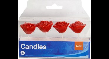 Rode Rozen Kaarsjes - 4 stuks - valentijn - liefde - romantiek