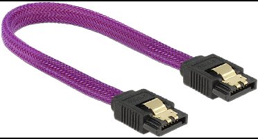 Premium SATA datakabel - nylon - SATA600 - 6 Gbit/s / paars - 0,20 meter