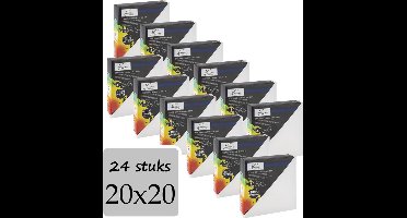 Schildersdoeken Set 24pcs - Formaat 20x20 cm - Hoogwaardige Canvas voor Acryl, Olie & Aquarel - Perfect voor Kunstenaars & Hobbyisten