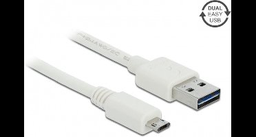 Easy-Micro USB naar Easy-USB-A kabel - USB2.0 - tot 2A / wit - 1 meter