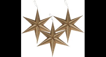 3x stuks papieren decoratie kerstster lampionnen bruin 40 cm - Kerststerren - Kerstdecoratie/kerstversiering