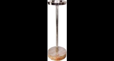 Kandelaar  Natuur Rond Hout 14x14xh40cm