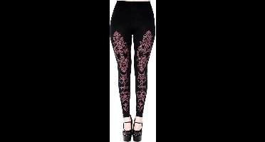Restyle - Monogram Legging - S - Zwart/Bordeaux rood