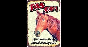 Plenty Gifts Waakbord Paard 15 X 21 X 2 Cm Tin Wit/bruin