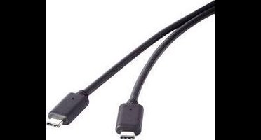 Renkforce RF-4381068 USB-kabel USB 3.2 Gen2x2 USB-C stekker, USB-C stekker 0.50 m Zwart Vergulde steekcontacten