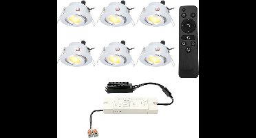 Complete Set van 6 Sienna Mini Inbouwspots 12V - 3W spots - 2700K warm wit - IP44 waterdicht - kantelbaar - Dimbaar - Verandaspots - Lage inbouwdiepte