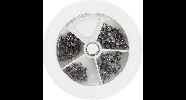 Sieraden toebehoor assortiment, 1 set, donker metallic grijs