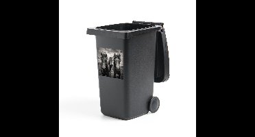 Container sticker Dartmoor Paard - Drie zwart witte Dartmoorpony's Klikosticker - 40x40 cm - kliko sticker - weerbestendige containersticker