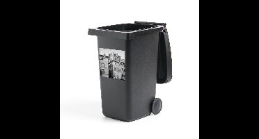 Container sticker Uitsneden (oude) gebouwen - Oude gebouwen in Rome in het zwart-wit Klikosticker - 40x40 cm - kliko sticker - weerbestendige containersticker