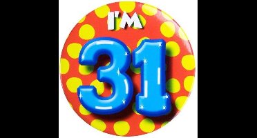 Paper Dreams Button I'm 31 Staal 5,5 Cm Geel/blauw/rood