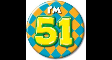 Paper Dreams Button I'm 51 Staal 5,5 Cm Rood/geel/blauw