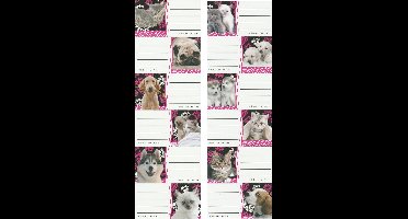 Cuties Schooletiketten met Honden en Poezen | Kaft labels | 12 stuks
